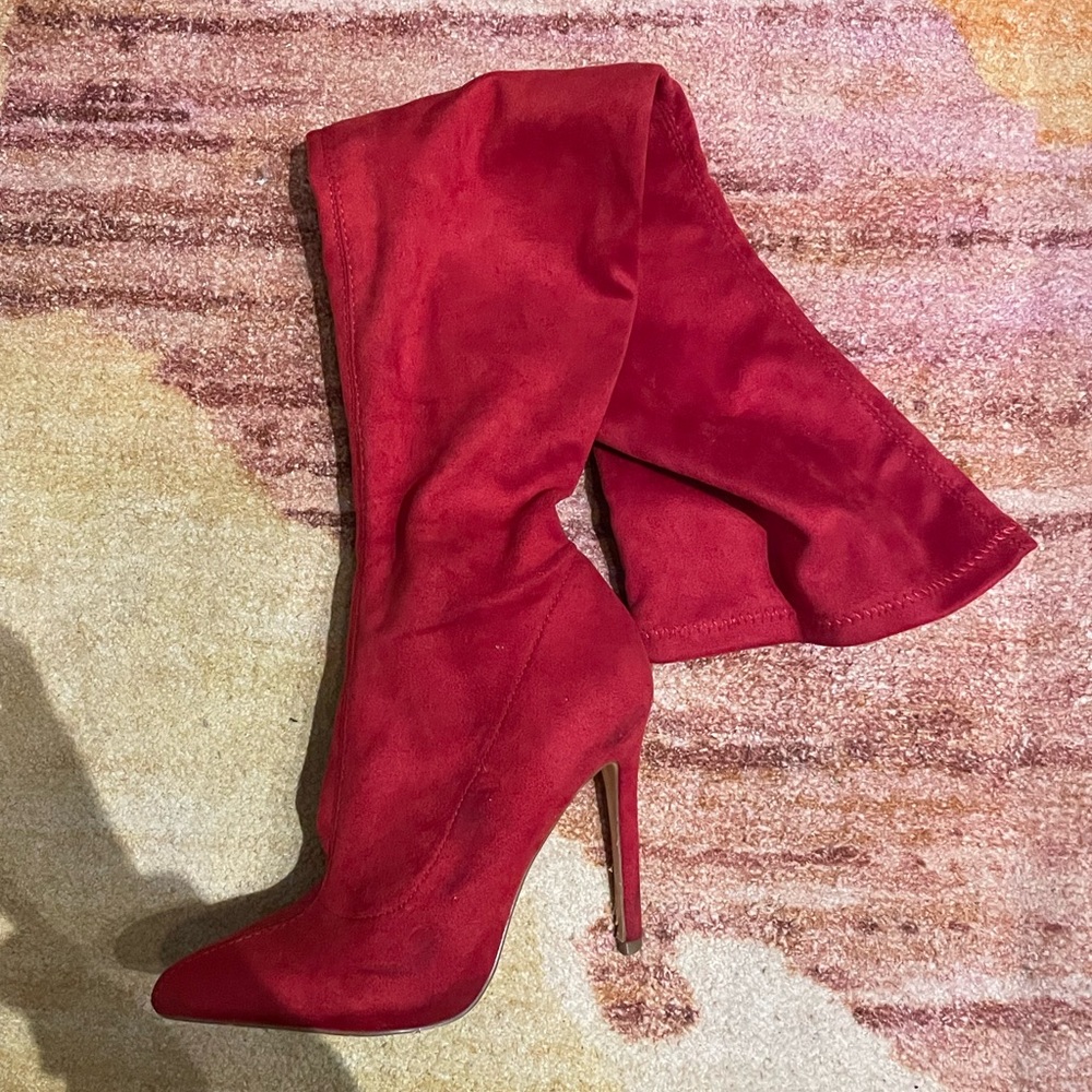 7.5 Amazon Red Thigh High Boots